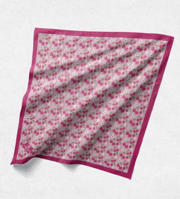 Pembe Vişne Temalı Çocuk Eşarbı