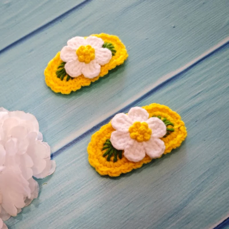 Sarı Beyaz Çiçekli Saç Tokası