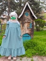 GALA ÇİÇEĞİ  (SU YEŞİLİ)  ELBİSE