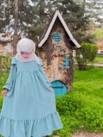 GALA ÇİÇEĞİ  (SU YEŞİLİ)  ELBİSE - Görsel 3