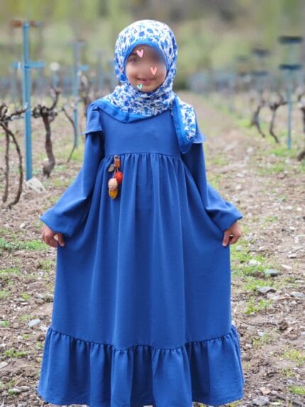 MAVİ ORTANCA ÇİÇEĞİ ELBİSE