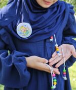 LACİVERT MÜSLİN ELBİSE - Görsel 5