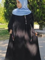 SİYAH MÜSLİN ELBİSE - Görsel 5