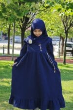 LACİVERT MÜSLİN ELBİSE