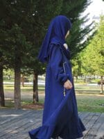 LACİVERT MÜSLİN ELBİSE - Görsel 3