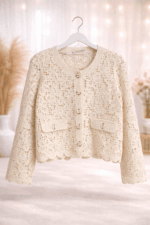 DEKORATİF CEPLİ  KREM HIRKA