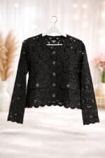 DEKORATİF  CEPLİ SİYAH HIRKA