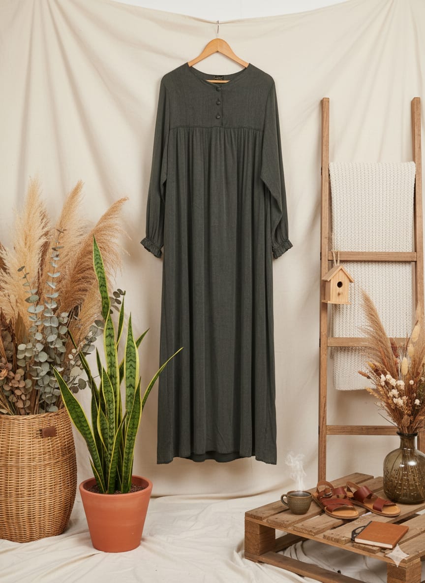 05653071-5025-4483-bb76-02d9fb867be3 ANTRASİT KUPRA ELBİSE - Görsel 1