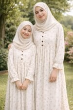 YETİŞKİN MÜSLİN ELBİSE (beyaz zemin üzerine)