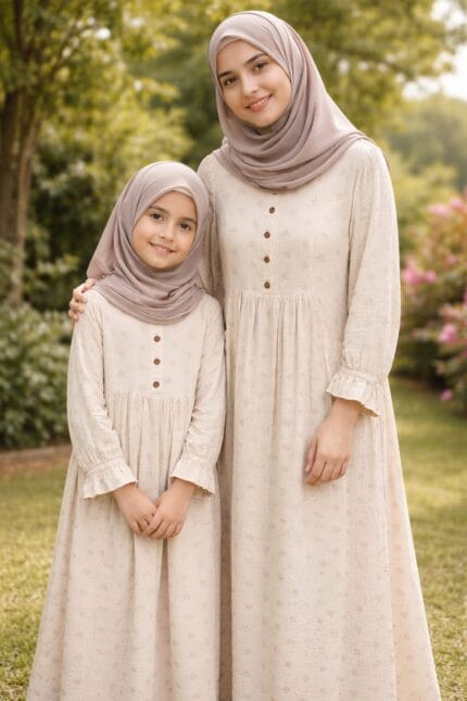 ÇOCUK MÜSLİN ELBİSE (kahve zemin üzerine)