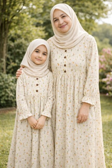 ÇOCUK MÜSLİN ELBİSE ( renkli çiçekli)