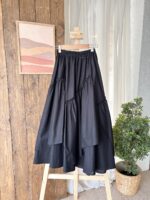 SİYAH ASİMETRİK KATLI ETEK