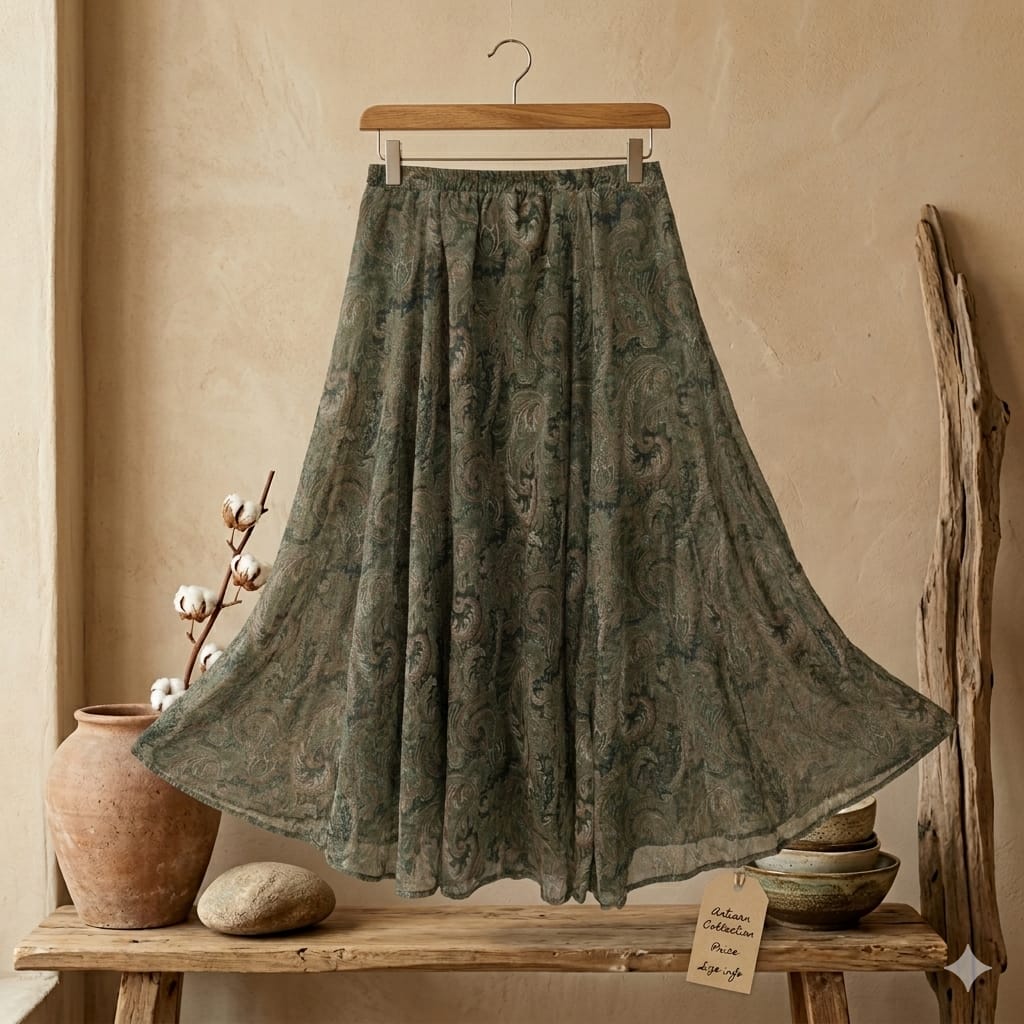 3353a399-dee9-4e99-b7d4-10de4b0217e2 YEŞİL ŞİFON ETEK - Görsel 1