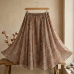 AÇIK KAHVE ŞİFON ETEK