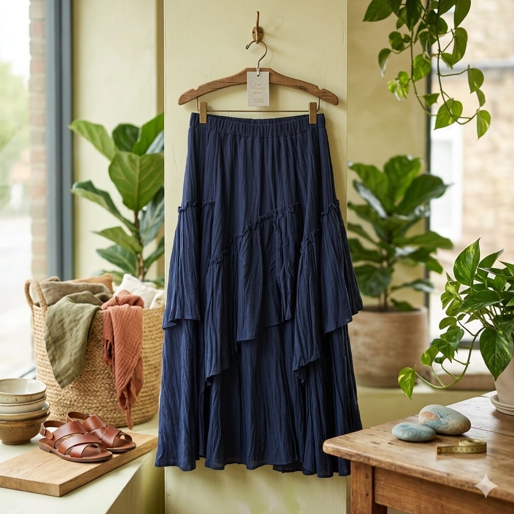 8680def5-8d46-40be-bc07-e319115143b0 LACİVERT MÜSLİN ETEK - Görsel 1