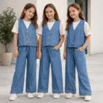 Çocuk Denim Yelekli 3 Parça Takım - Görsel 2