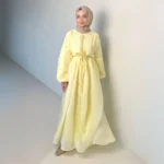 Kușaklı Pileli Ferace Elbise