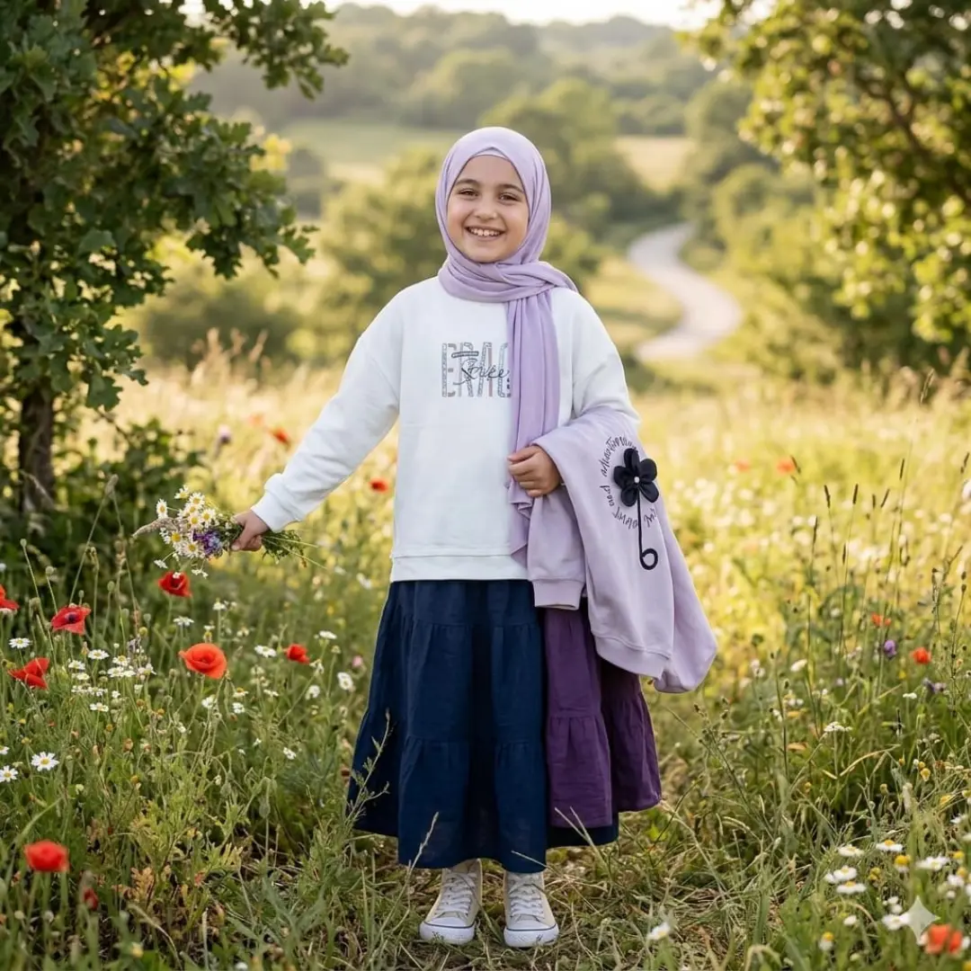 lacivert-murdum-lastikli-uzun-etek-85-cm-1 Lacivert Mürdüm Lastikli Uzun Etek - Görsel 1