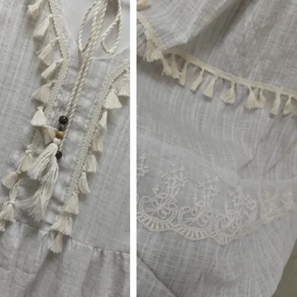 Yazlık Tesettür Roba Detaylı Astarlı Elbise