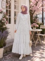 YEŞİL ÇITIR ÇİÇEKLİ ELBİSE