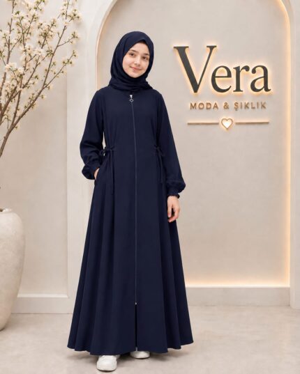 LACİVERT YANDAN BAĞLAMALI FERACE