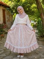 ÇİÇÇEKLİ PEMBE ETEK