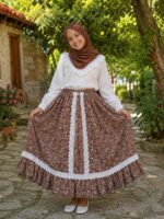 ÇİÇEKLİ ETEK KAHVERENGİ