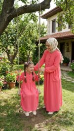 NAR ÇİÇEĞİ CEPLİ ELBİSE