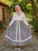 ÇİÇEKLİ ETEK GRİ